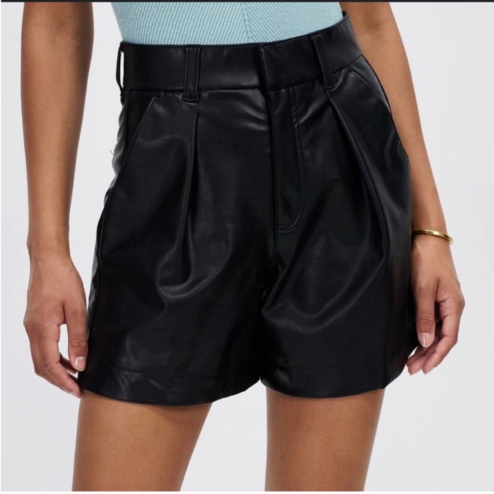 Abercrombie & Fitch Black High Waist Vegan Leather Shorts